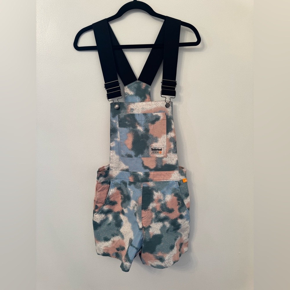 Timberland Tie-Dye Overalls Shorts in Blue, Pink, White